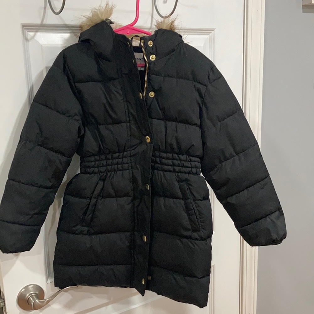 Old Navy Girls puffer coat with hood S (6-7)